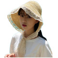 Women Summer Beach Raffia Beige pink khaki Panama Hat Bow Raffia Hat Temperament Sun Cap Straw Hats Women's Seaside Hat