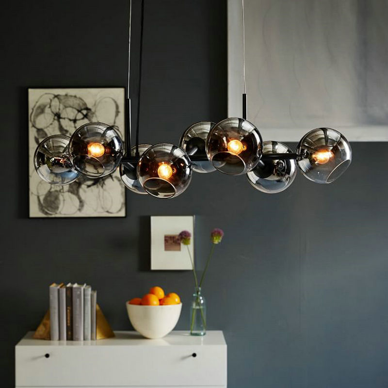 Modern Creative Glass Chandelier Nordic Lighting Simple Personality Magic Bean Bedroom Molecular Lamp Nordic Living Room Lamps