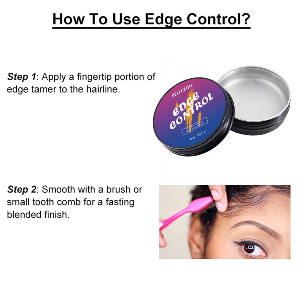 Bellezon Hair Oil Wax Cream Edge Control Hair Styling Cream Broken Hair Finishing Anti-Frizz Hair Fixative Gel with brush