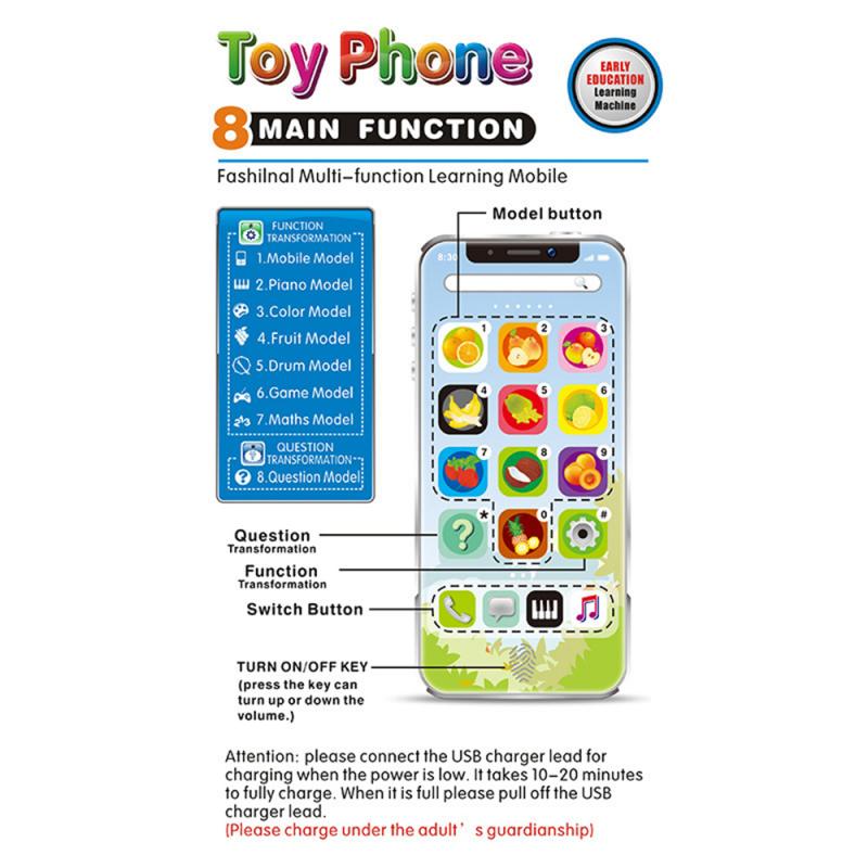 Kids Smart Screen Mobile Phone Toy Multi-function Simulation Mobile Phone Baby Early Educational Toys English Learning Machine