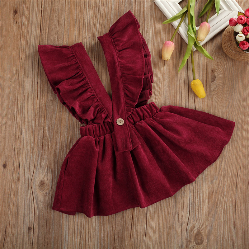 Summer New Toddler Baby Kids Girl Strap Skirt Suspender Casual Outfit Clothes Mini Skirt 1-6T Corduroy 7 Color Harness Skirt