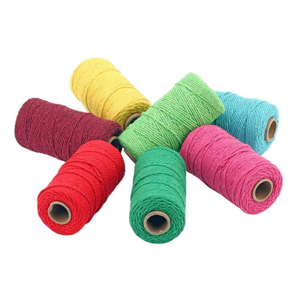 Rope Twisted-Cord 100% Cotton rope colorful twine macrame cord string thread for party wedding decoration accessory DIY cord