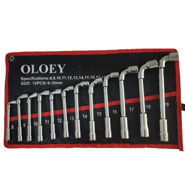 Pipe Socket Wrench Set High Carbon Steel L Type Pipe Perforation Outer Hexagon Sleeves Wrench Elbow Pipe Wrench Set