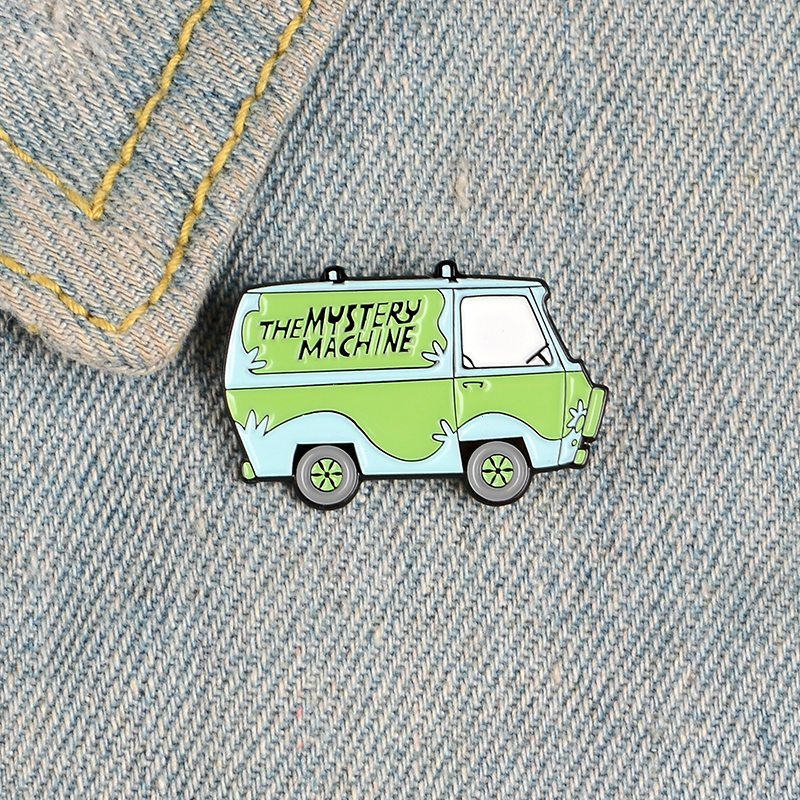 The Mystery Machine Enamel Pin Green Scooby Travel Bus Brooch Lapel Pin Cartoon Custom Badge Jewelry Gift Friends Kids