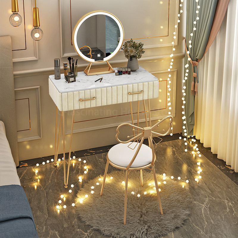 Modern Makeup Table Vanity Mirror with Lights and Table Nordic Tall Dressers for Bedroom Furniture Bedroom with Makeup Chair