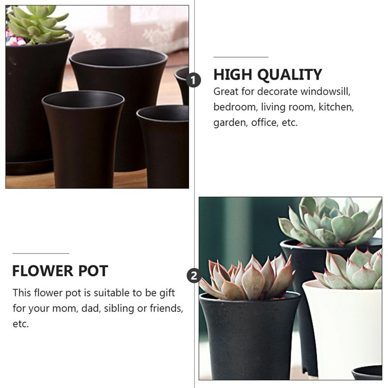 10Pcs Plastic Black Flower Pots Planters Home Indoor Outdoor Office Succulent Plant Pots Planting Pots With Drainage Hole