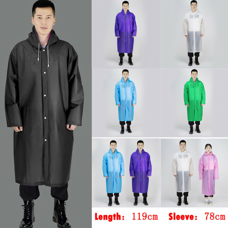 Men Women Unisex Waterproof Jacket EVA Button Hooded Raincoat Rain Coat Poncho Rainwear Lightweight Ladies Rain Jacket Coat Hot