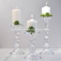 Tall Clear Glass Candlestick Pillar And Taper