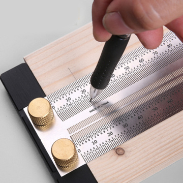 Woodworking Scribe ruler High-precision Scale Ruler Marking Line steel ruler 200 300 400mm T-type Hole Ruler Measuring Tools