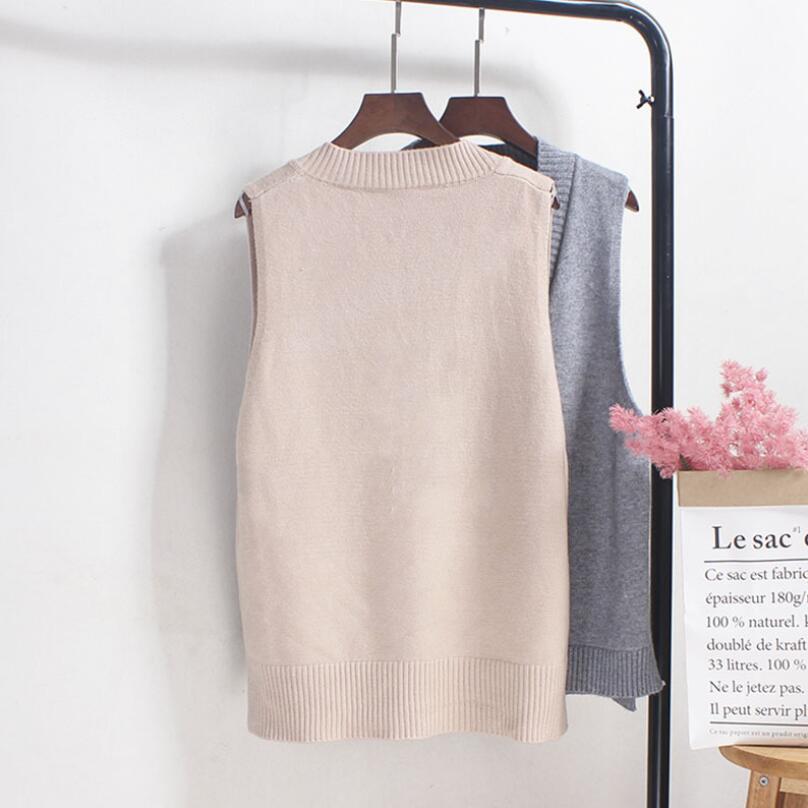 2020 Autumn Winter Korean Women Knitted Sweater Sleeveless Women Casual Vest Ladies V-Neck Pullover Tank Tops Waistcoat JW9747