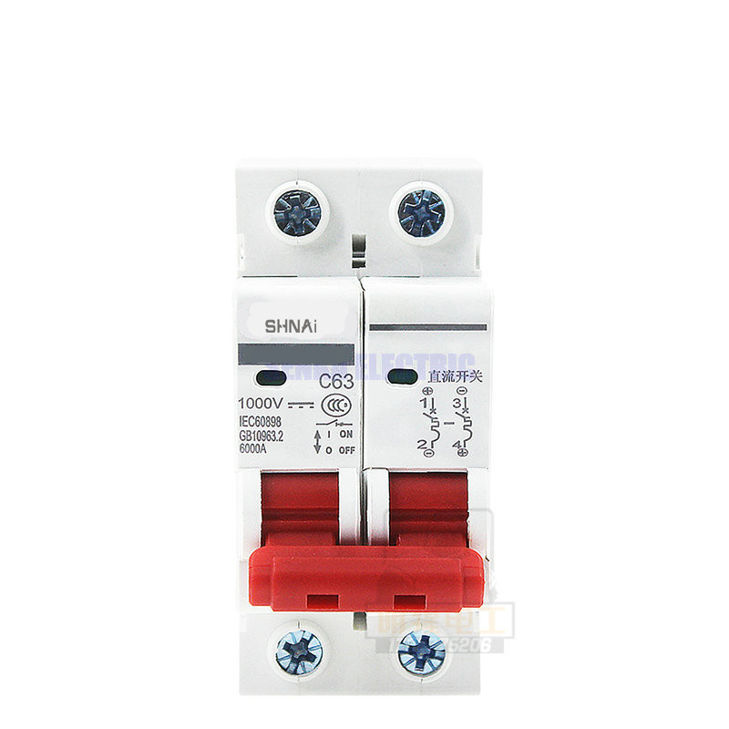 DC 1000V Solar Mini Circuit Breaker Overload Protection Switch 6A/10A/16A/20A/25A/32A/40A/50A/63A 2P DC1000V Photovoltaic MCB