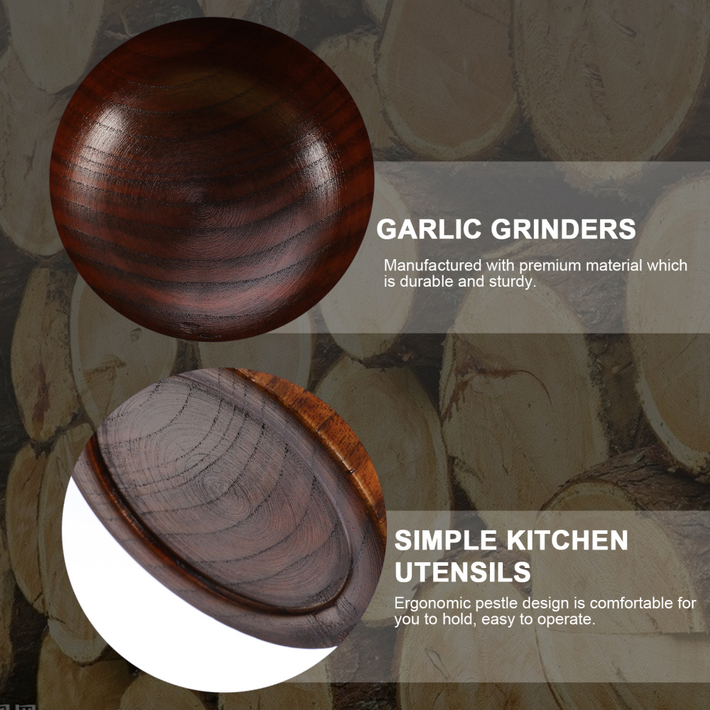1 Set Wooden Mortar and Pestle Grinding Bowl Practical Garlic Crush Pot (Tall)
