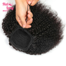 Halo Lady Beauty Drawstring Afro Kinky Curly Ponytail Human Hair Non-Remy Indian Hair Extensions Pony Tail For African American