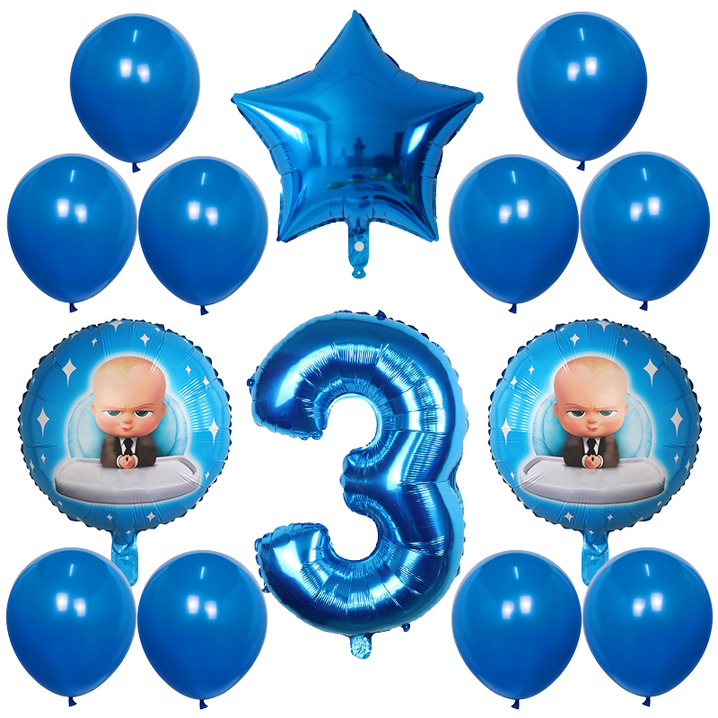 14pcs Cartoon Boss Baby Balloon 30 inch Number Foil Helium Balloons Baby Shower 1st Birthday Party Decoration Latex Air Globos