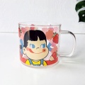 W&G Simple and lovely milk smiling sister glass cartoon cup breakfast cup girl heart strawberry drink cup heatproof cup