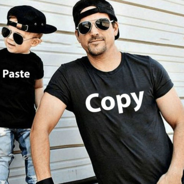 Copy and Paste Summer Family Matching Outfits Daddy Kid Son Baby T-Shirt Shirts Family Clothes Child Tees Letter Print Tops