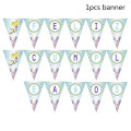 16pcs Mermaid Party Decoration Plate Banner Happy Birthday Party Supplies Wedding Decoration Supplies Disposable Tableware
