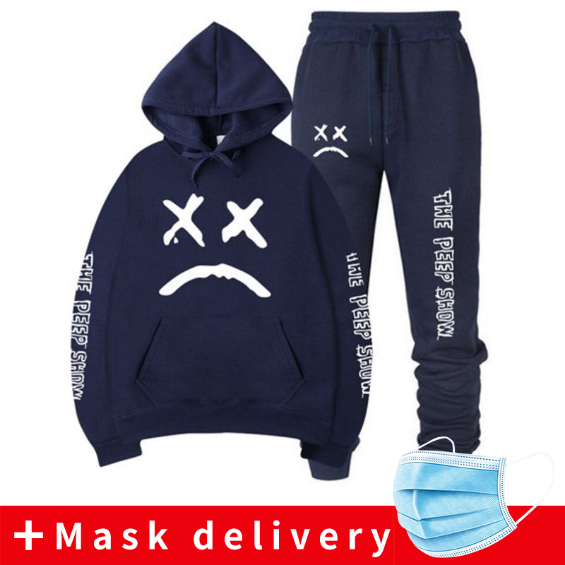 2020 winter tracksuit men set Thermal Hooded Sweatshirts set Fleece hoodies Sportswear Set Sweatpants hoodies Men's 2 piece set