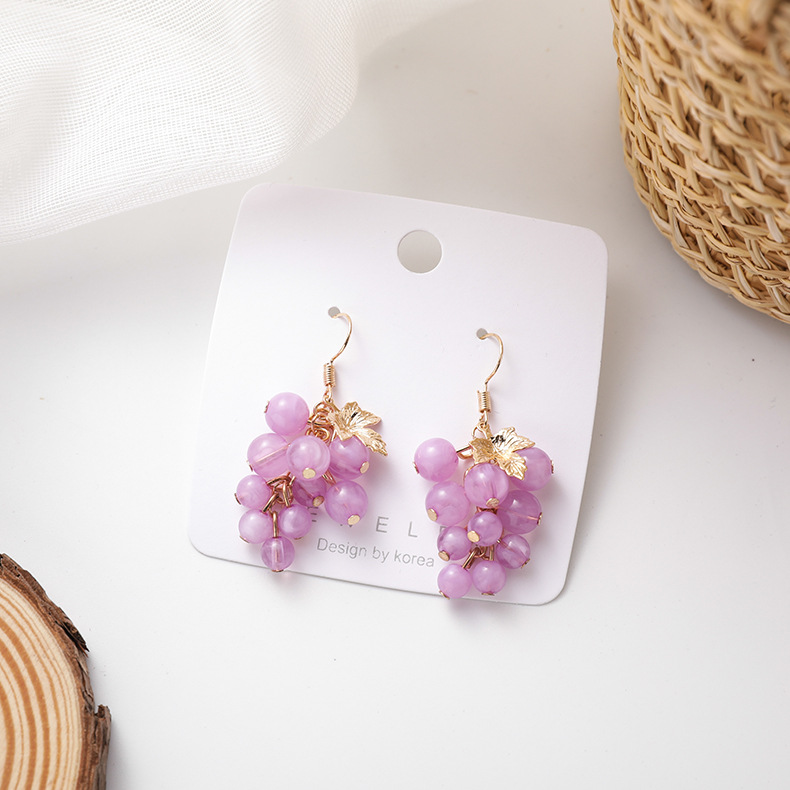 Summer Sweety Fresh Purple Grape Earrings Temperature Simple Style Cute Fruit Accessories Oorbellen Boucle D'oreille