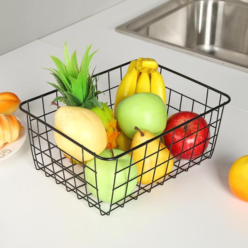 New Iron Art Storage Basket Home Desktop Metal Sundries Organizer Container Large Toy Fruit Laundry Baskets For Home Accessaries