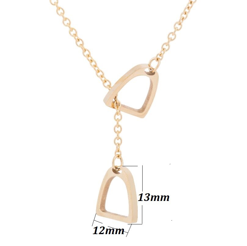 Double Horseshoe Pendant Necklace Stainless Steel Simple Horse Stirrup Jewelry for Women Girls Gift