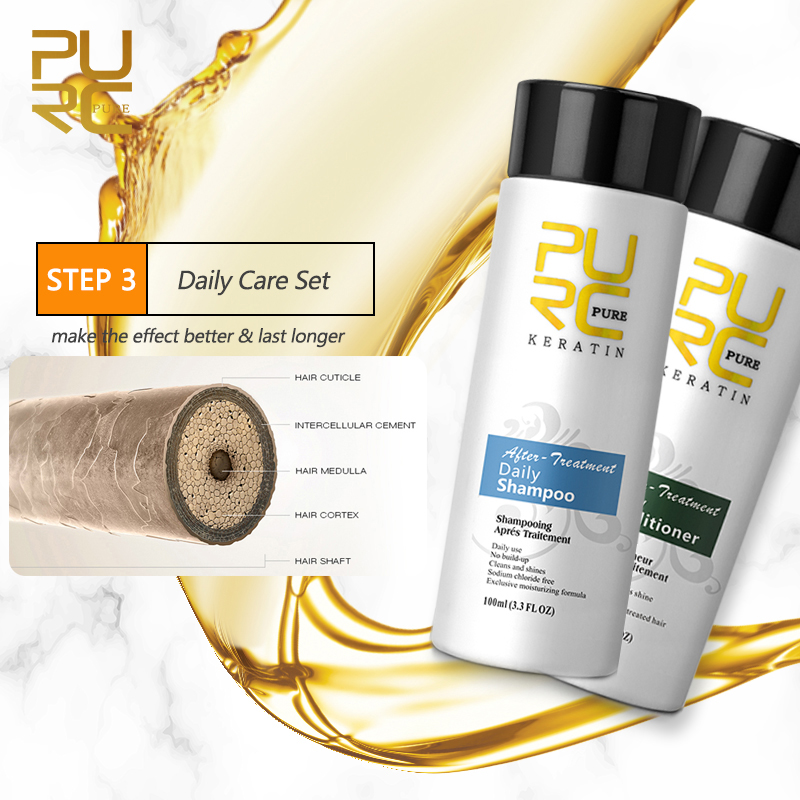 Purc 4pcs 100ml Brazilian Keratin Hair Treatment Straightening Smoothing Shampoo Conditioner Hair Care Repair Products Set 5%