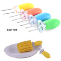 2Pcs/Set Corn Forks Heat-resistant Small Stainless Steel Corn Holders Food Forks BBQ Tool for Picnic Camping Barbecue