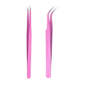 Rhinestone Picking Tool Eyelash Curved Tip Nippers Tweezer Pink Curved Nail Tool Beauty Eye Makeup