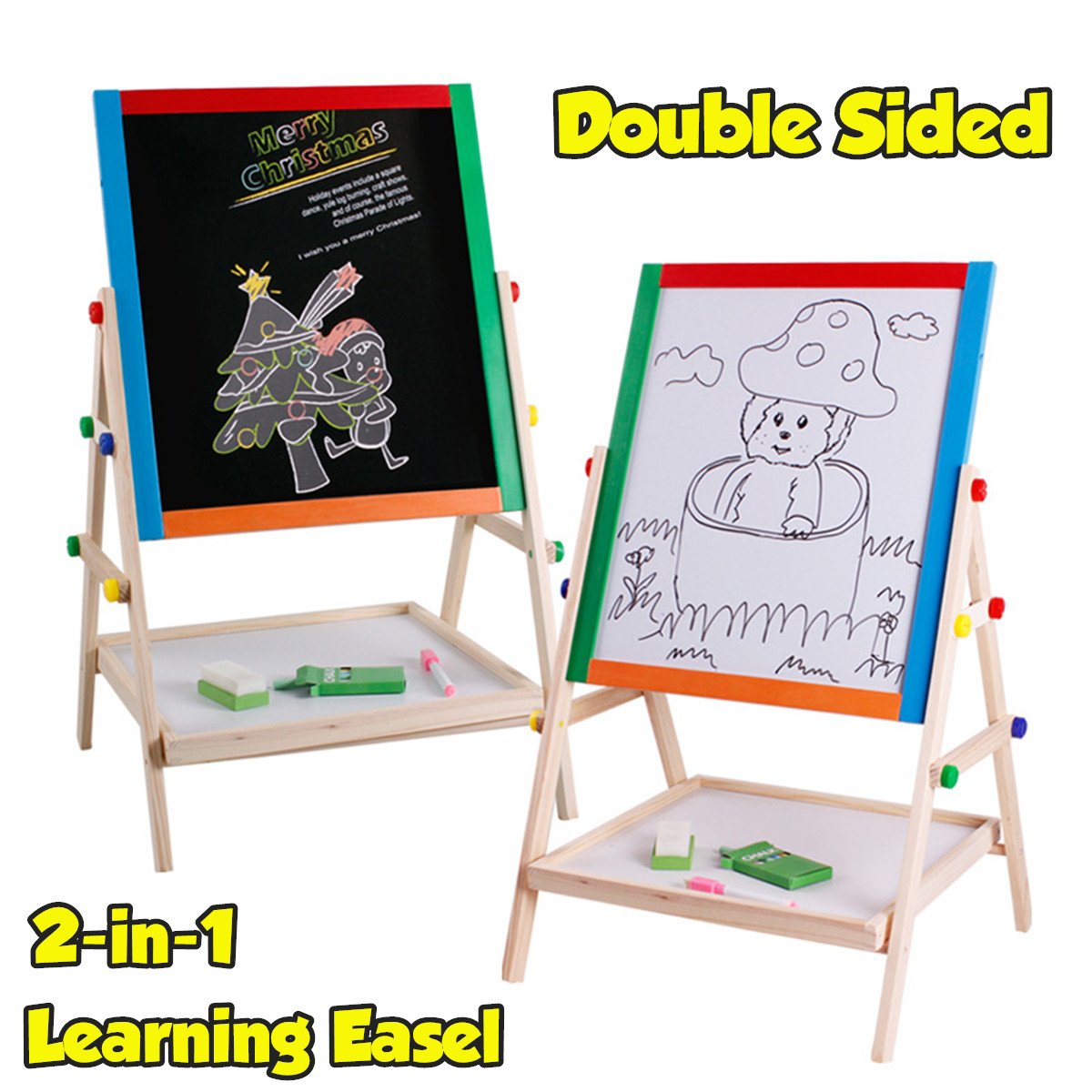 Wooden Double Sided Drawing Blackboard Whiteboard Magnetic Easel Painting Toy Early Education Learning Toys For Children Kids