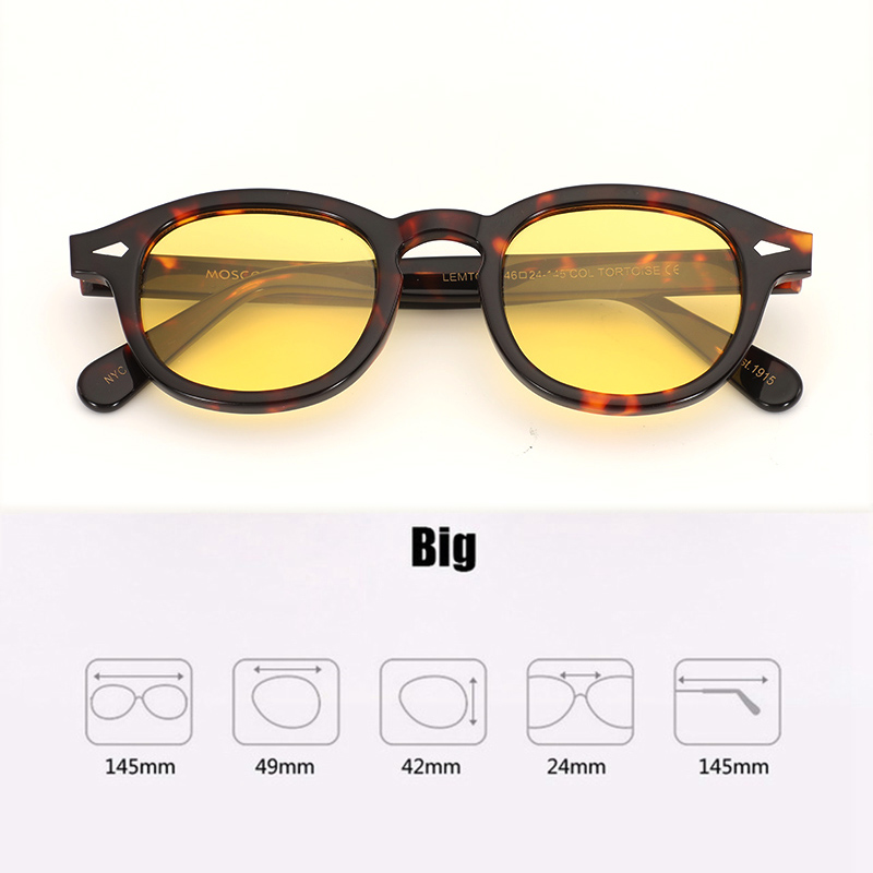 Yellow Night Vision Glasses Polarized lens Johnny Depp sunglasses Women Men Luxury Brand Acetate Glasses Frame Top Quality