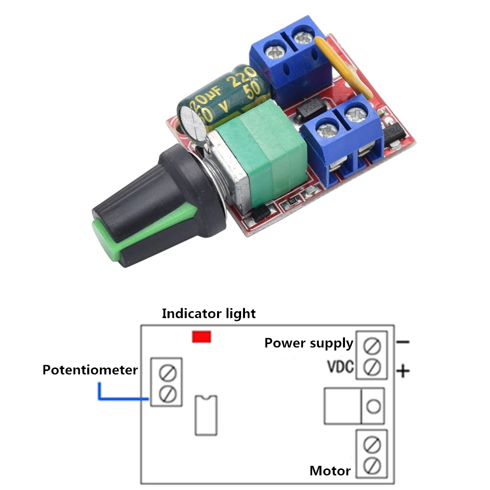 Mini 5A PWM Max 90W DC Motor Speed Controller Module 3V 6V 12V 24V 35V Speed Control Switch LED Dimmer