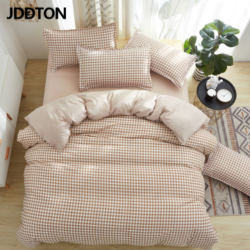 JDDTON 2020 Light Brown Plaid Bedding Sets Simple And Fashion Bed Linen Duvet Cover Set AB Side Bed Sheet Pillowcase Cover BE095