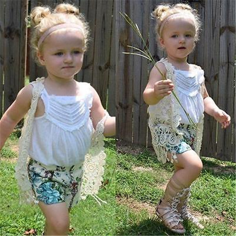 Toddler Kids Baby Girls Crochet Lace Hollow Cardigan Tops Vest Tassel Waistcoat