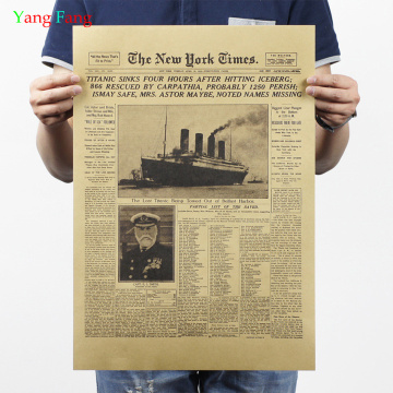 Classic The New York Times History Poster Titanic Shipwreck Old Newspaper Retro Kraft Paper Home Decoration 51*35cm