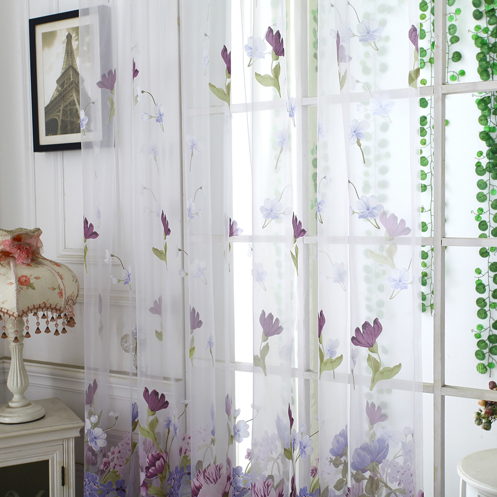 Peony Flower Home Bedroom Tulle Voile Door Window Curtain Drape Panel Valance