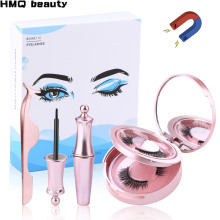 2Pairs Magnetic Eyelashes 3D False Mink Eyelashes Magnet Lashes Magnetic Liquid Eyeliner&Magnetic False Eyelashes & Tweezer Set