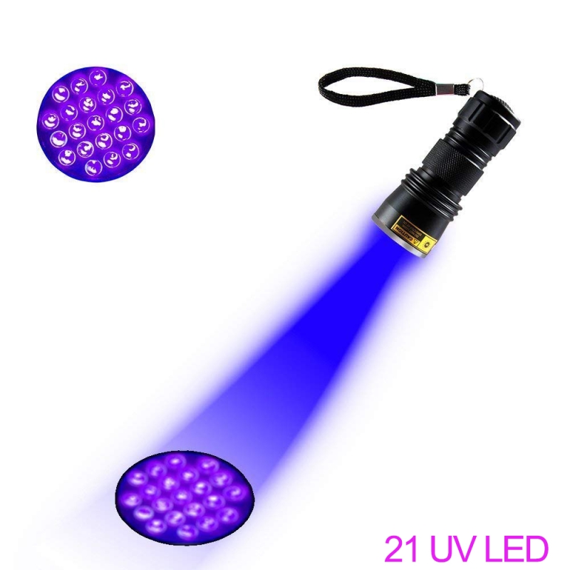 UV LED Flashlight 21LED 12LED UV Light 395-400nm Portable linterna torch Ultraviolet Black Light lamp