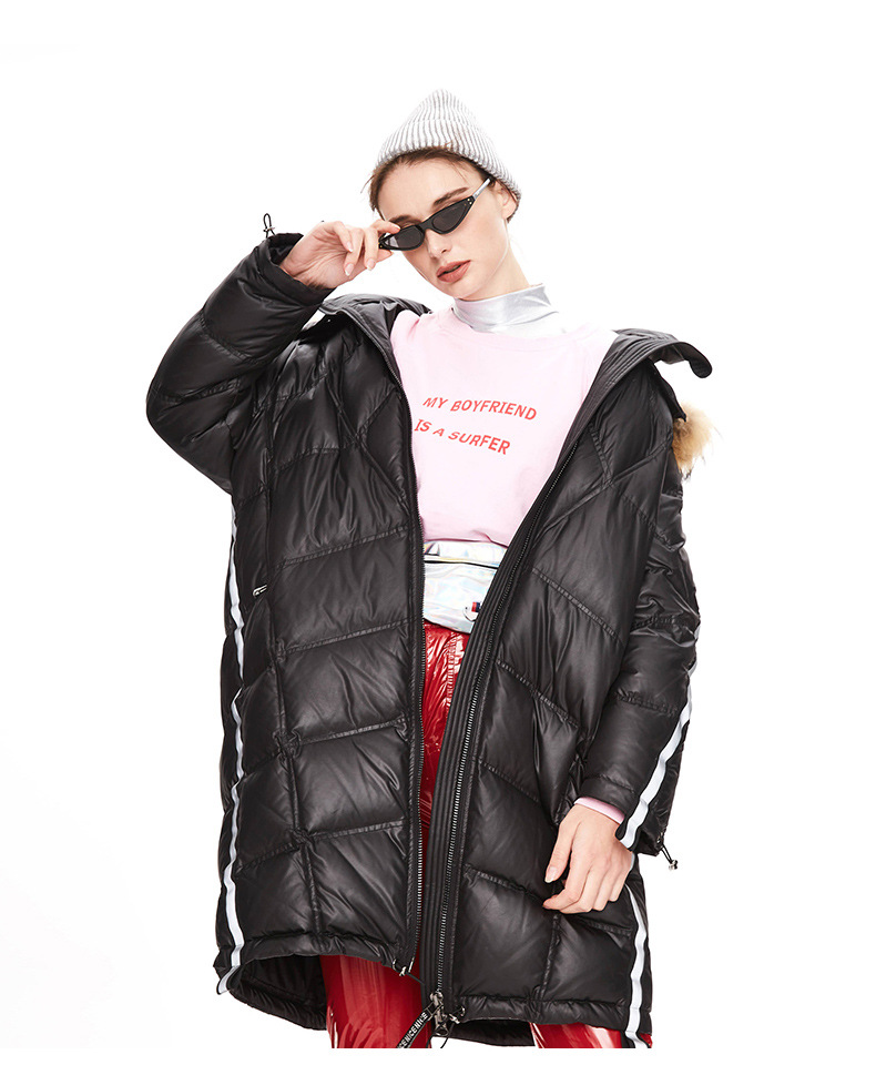 Hood Zipper Long Down Coat