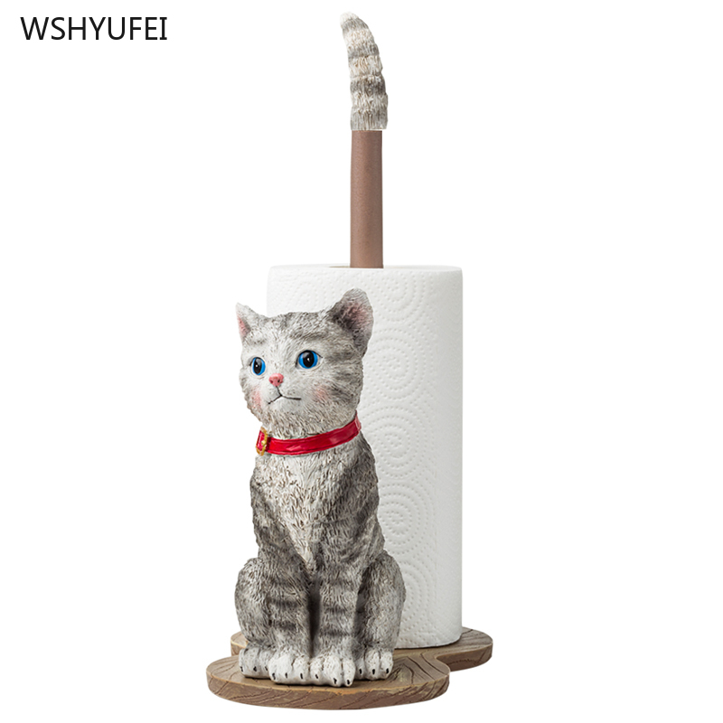 Direct kitchen paper vertical cartoon cat free punching toilet roll paper tray tray cute three-dimensional bathroom storage