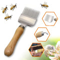 Novel Stainless Steel Bee Hive Uncapping Honey Fork Scraper Shovel Comb Uncapping Fork Beekeeping Tool Wooden Handle Knife #R25