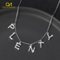 Qitian Single Zircon Letters Necklaces & Pendant Charm For Men/Women Gold Color Hip Hop Custom Necklace Jewelry Gifts