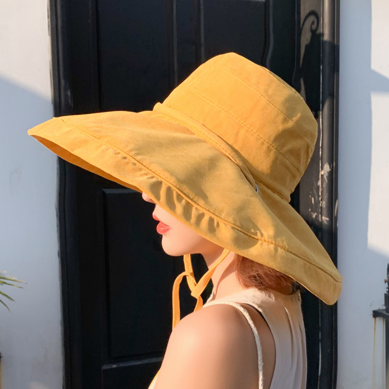 Summer Women Double Side Fashion Wide Large Brim Sun Hat Outdoor Beach Fisherman Cap UV Proof Sun Protection Hat Bucket Hat