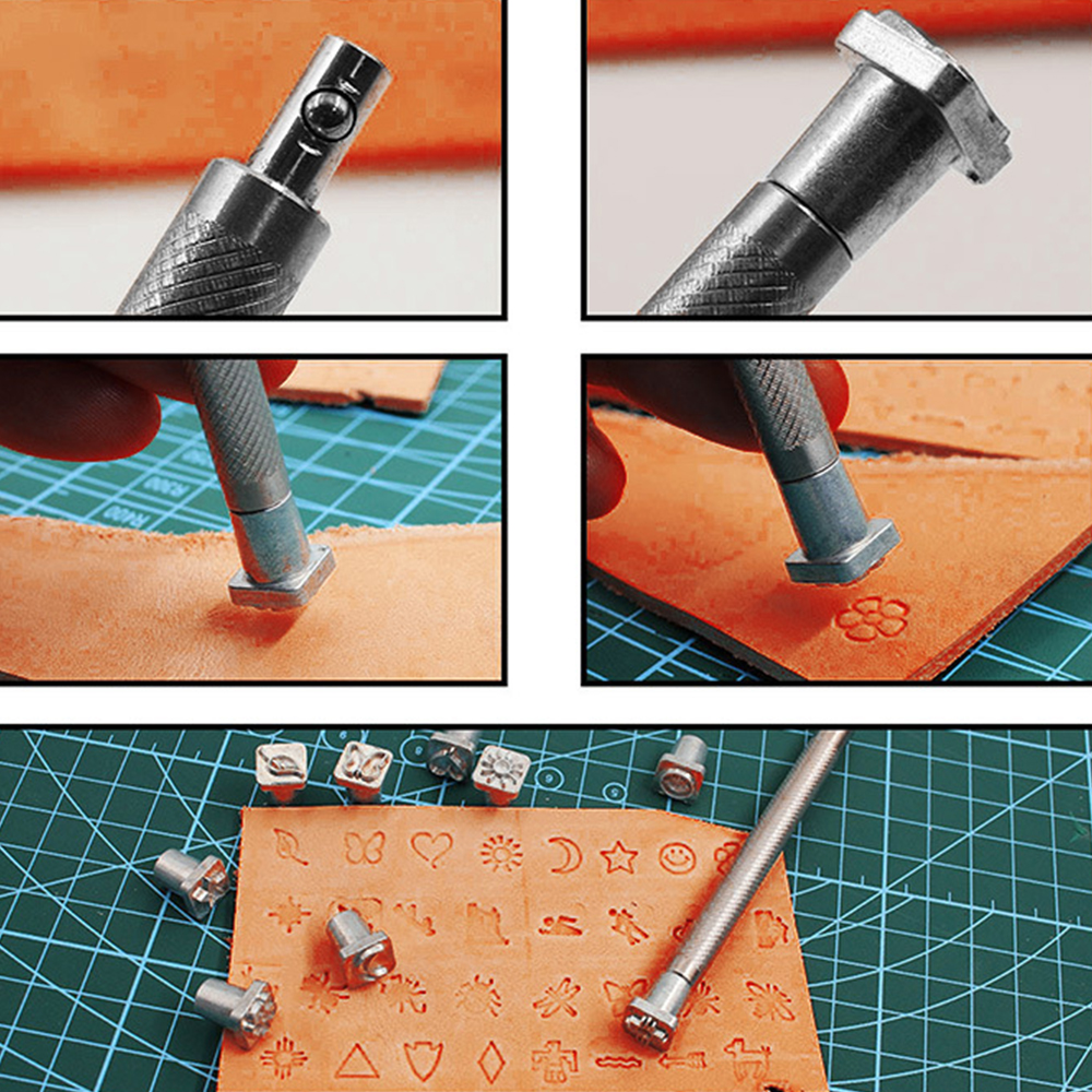 36pcs DIY Leather Seal Engraving Craft Irregular Symbols Stamped Leather Craft Stamps Metal Printing Mold Engraving Set