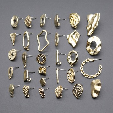 10pcs/lot Earrings Studs Accessories Jewelry Findings & Components Earring Accessories Golden Distorted Earrings Base Studs
