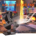 Black 4 Blades Heat Powered Stove Fan Eco Fireplace Wood Burner Quiet Energy Saving Home Efficient Distribution