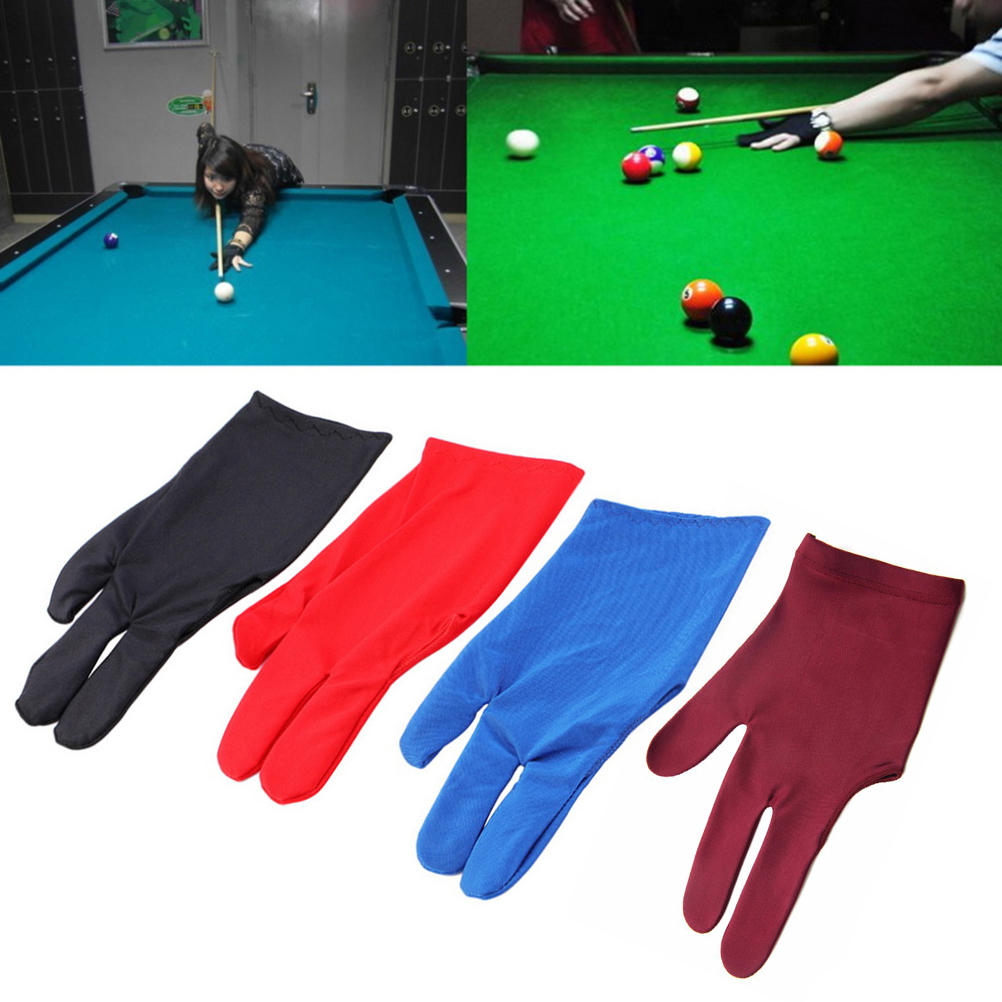 Spandex Snooker Billiard Cue Glove Pool Left Hand Open Three Finger Accessory for Unisex Women and Men 4 Colors