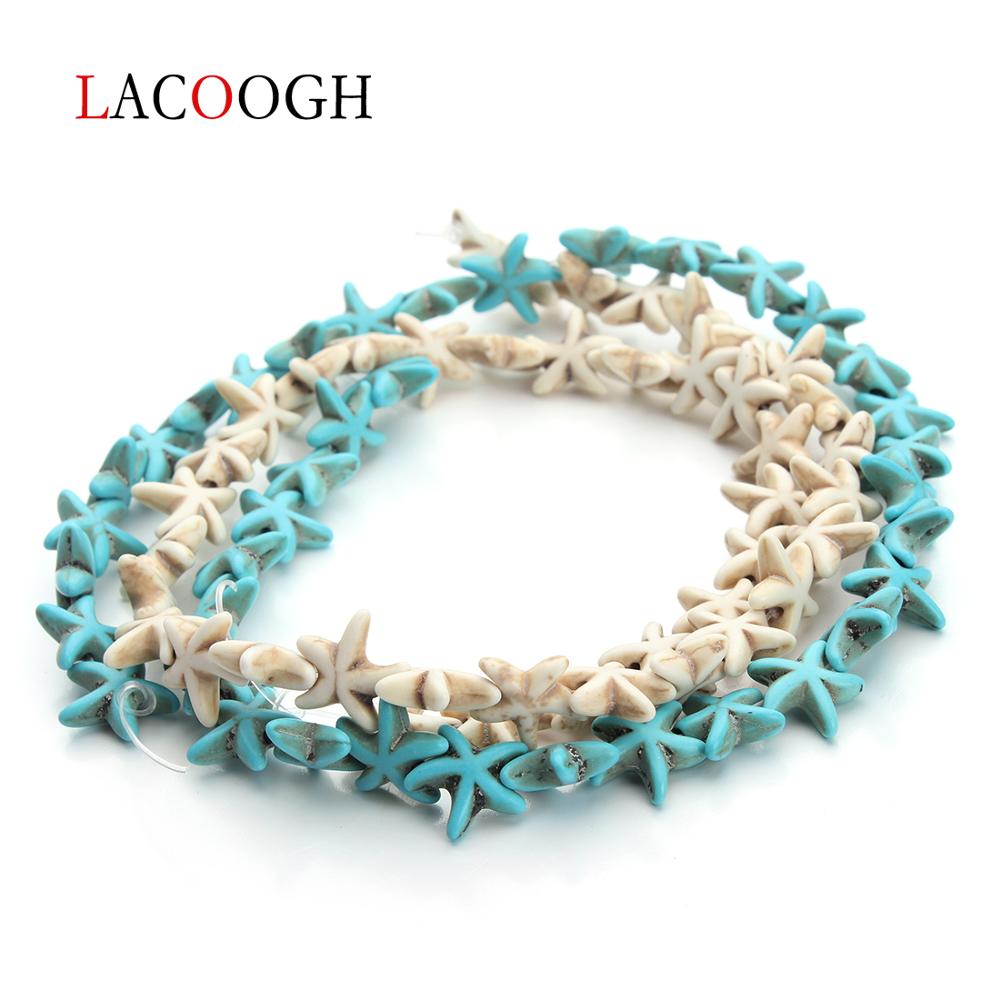 38pcs/Strand 13x13mm Natural Stone Starfish Shape Turquoises Beads Loose Spacer Beads for DIY Jewelry Making Necklace Bracelets