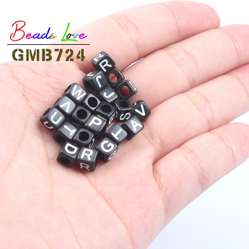 6mm Mixed Letter Square Acrylic Beads Alphabet Digital Cube Loose Spacer Beads For Jewelry Making Diy Bracelet Wholesale Perles