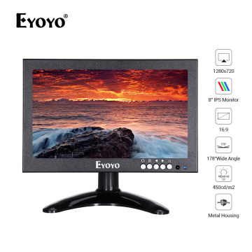 EYOYO EM08G 8 inch 1280*720 IPS HDMI Monitor Resolution Support VGA/AV/BNC/SPEAK Input for PC TV CCTV Camera Security Raspberry