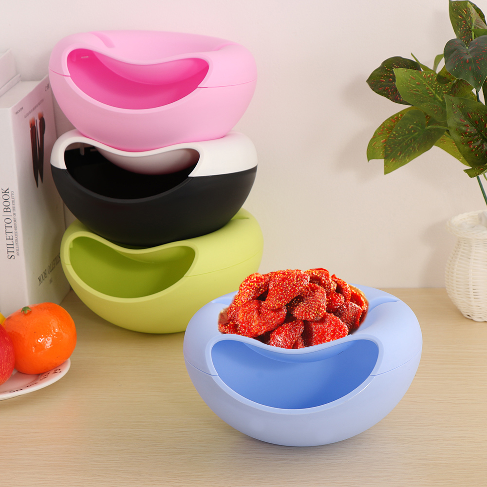 Creative Lazy Fruit Dish Snacks Nut Melon Seeds Bowl Double Layer Plastic Candy Plate Peels Shells Storage Tray Desk Home Decor